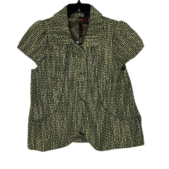 Nelli USA Green Short Sleeve Jacket Women's Size S Wool Blend Cropped Coat NEW - Picture 1 of 9
